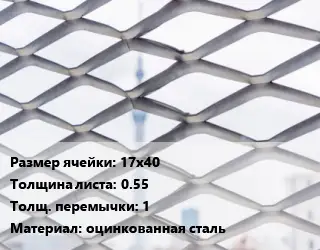 Сетка ЦПВС 17х40 s=0.55 1 оцинкованная сталь